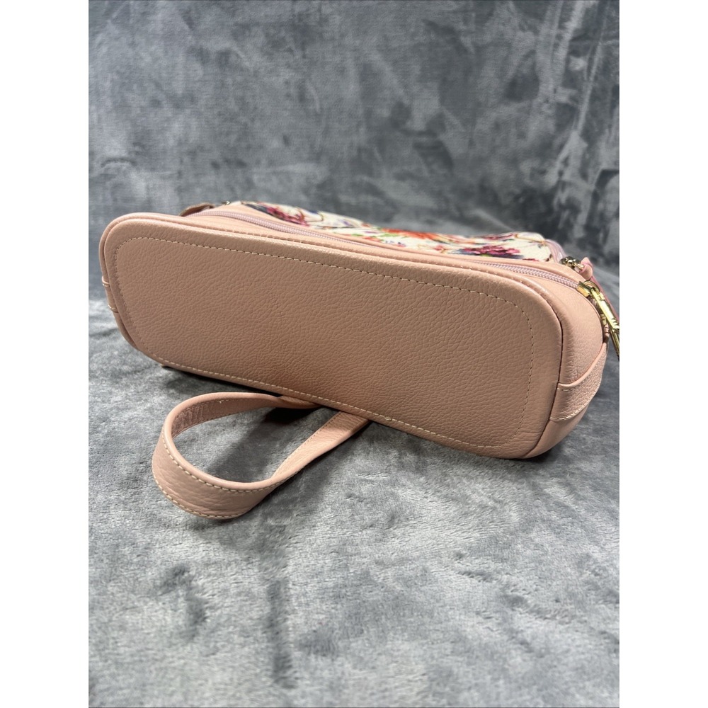 Puro Cuero Leather Backpack Floral Glam Boho Cottagecore Blush Pink Spring Chic - Picture 8 of 11